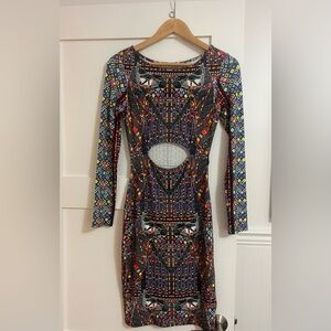 Mara Hoffman Egyptian Print Bodycon Long Sleeve Dress